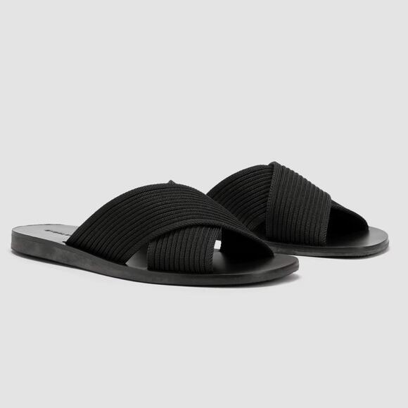 Everlane Day Crossover Sandal Black Knit Slide Size 9.5 Sustainable Flat - Picture 1 of 7